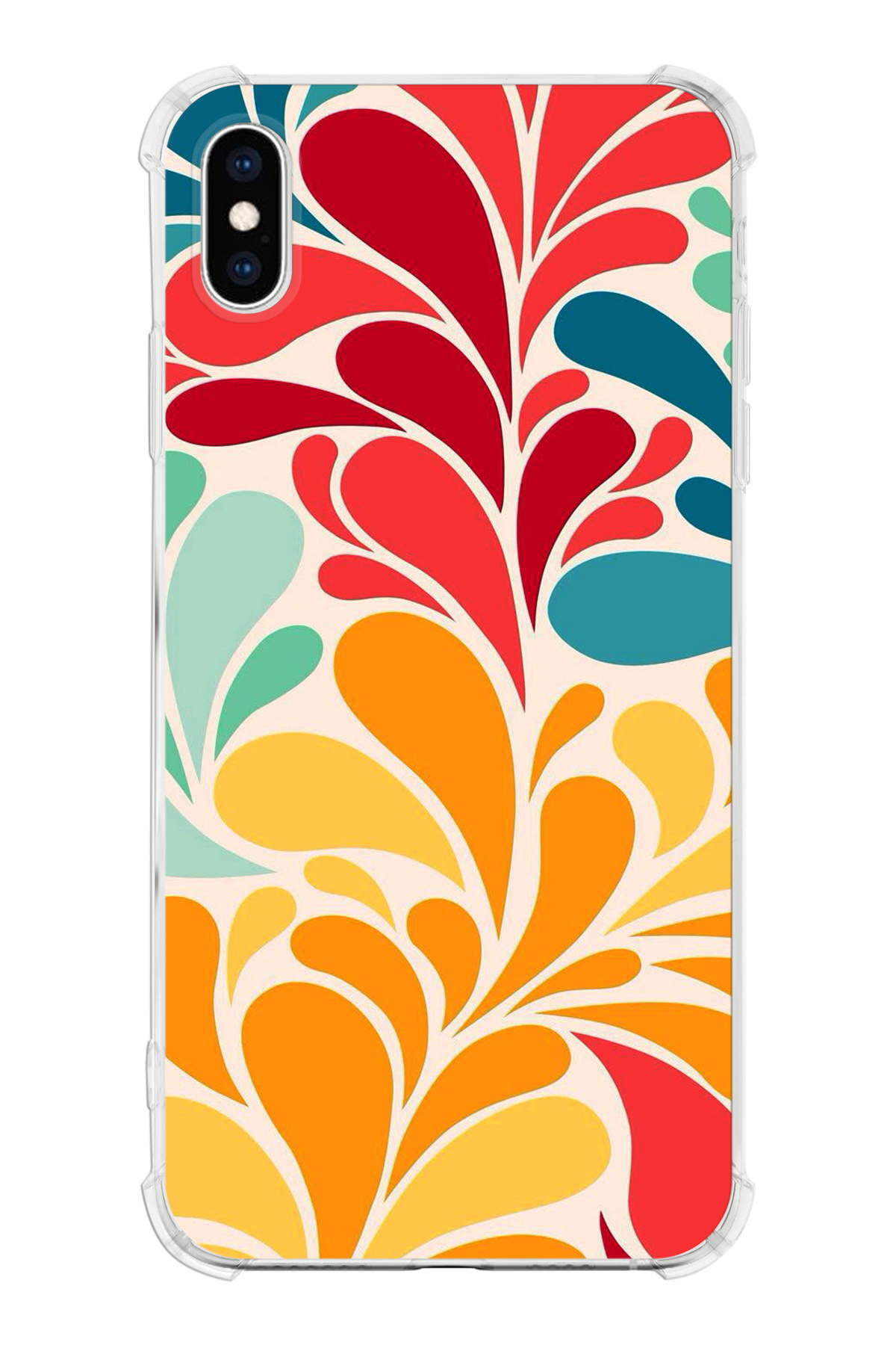 Apple iPhone XS Max Uyumlu Retro Color 5 Baskılı Şeffaf Köşe Korumalı Antişok Kılıf