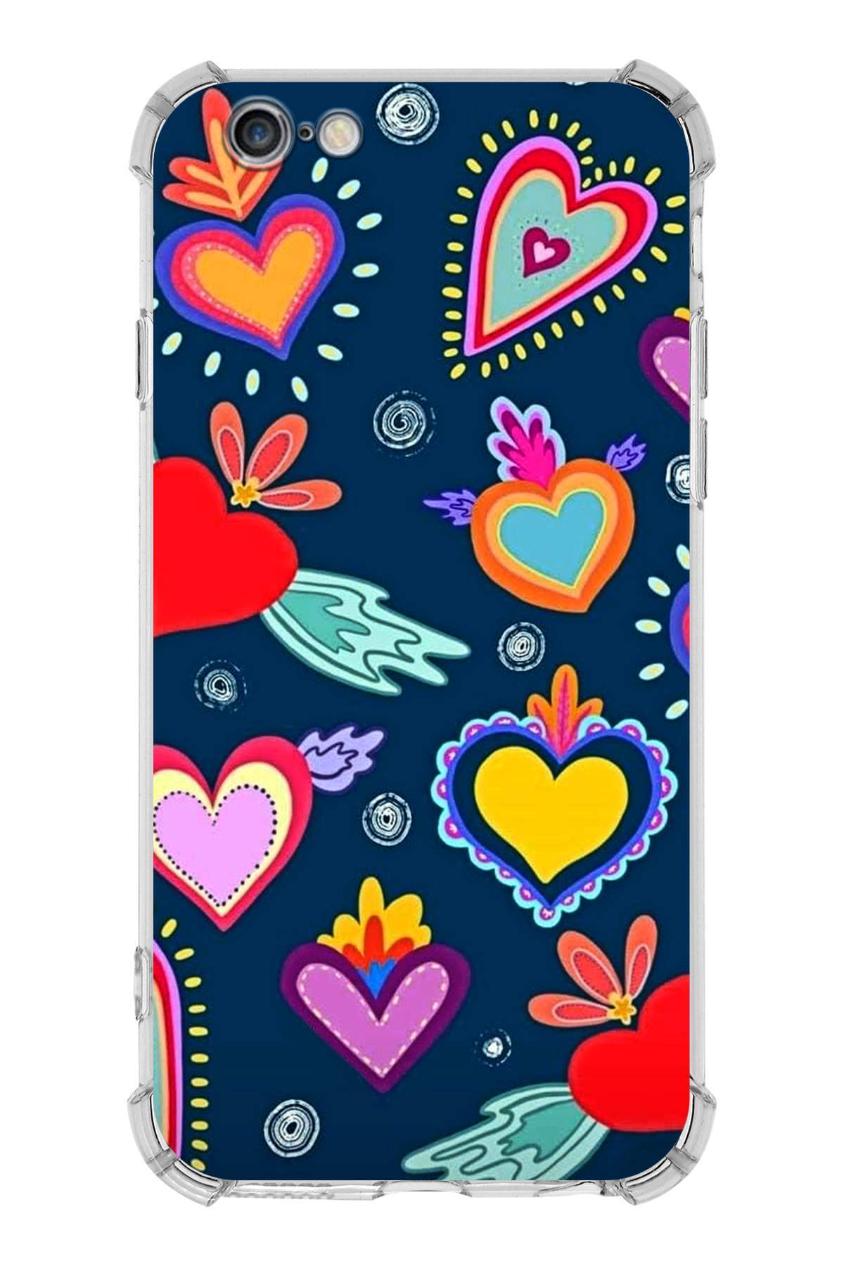 Apple iPhone 6 Plus Uyumlu Retro Color 3 Baskılı Şeffaf Köşe Korumalı Antişok Kılıf