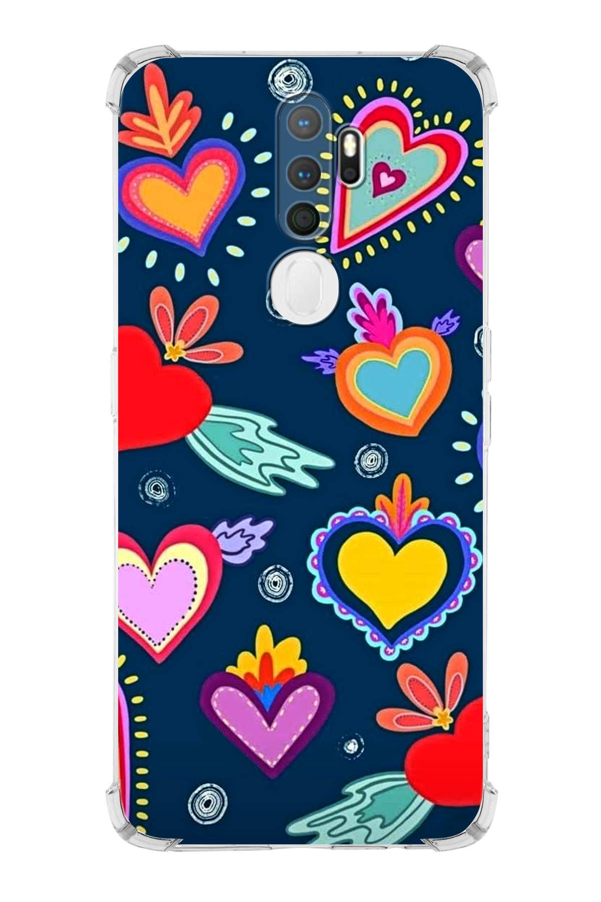 Oppo A9 2020 Uyumlu Retro Color 3 Baskılı Şeffaf Köşe Korumalı Antişok Kılıf