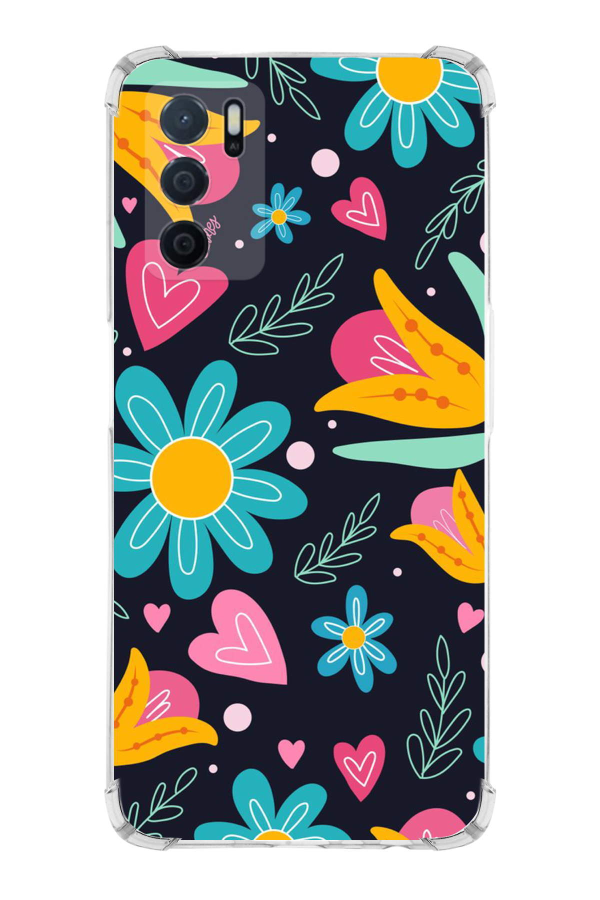 Oppo A16 Uyumlu Retro Color 1 Baskılı Şeffaf Köşe Korumalı Antişok Kılıf