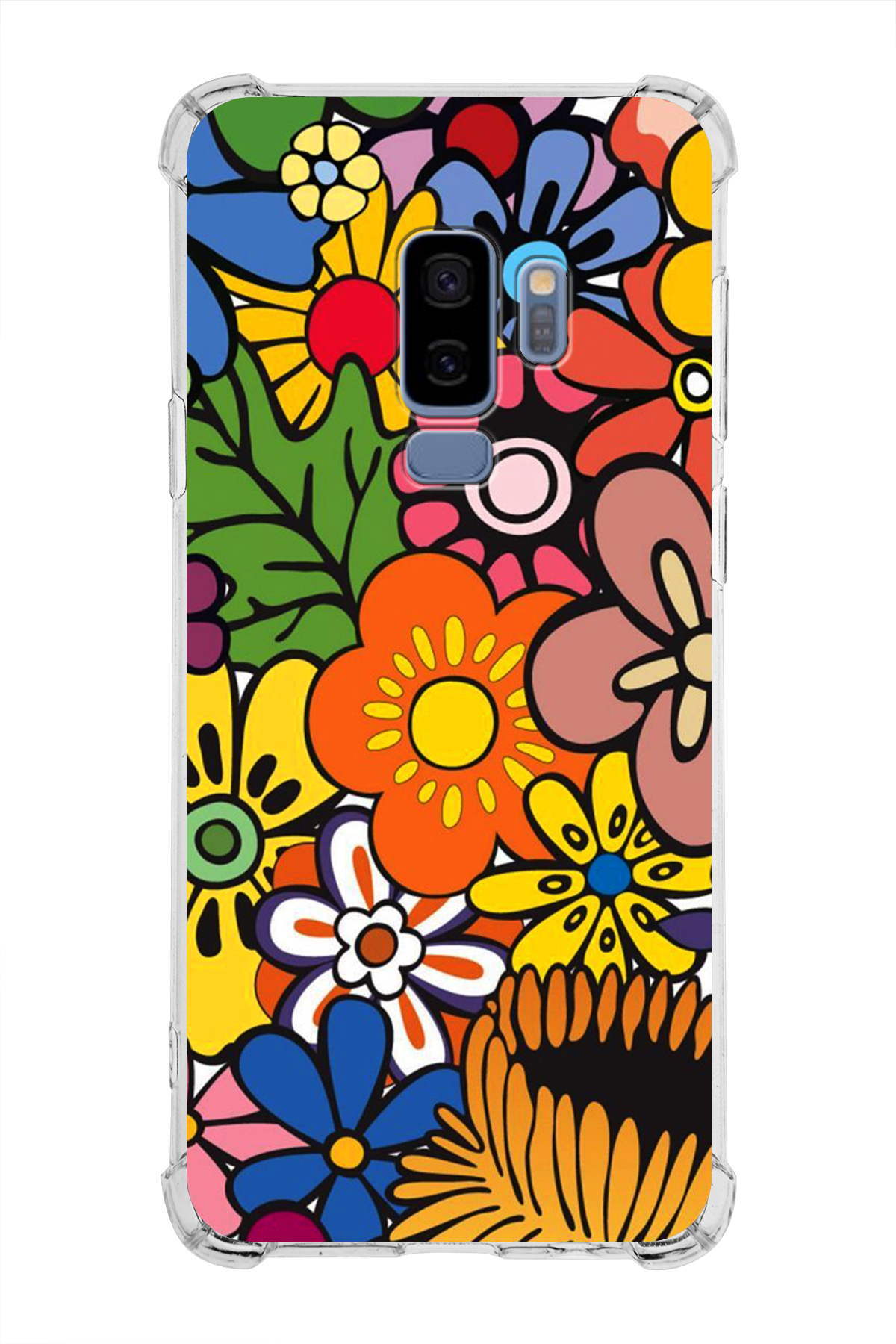 Samsung Galaxy S9 Plus Uyumlu Retro Color 2 Baskılı Şeffaf Köşe Korumalı Antişok Kılıf