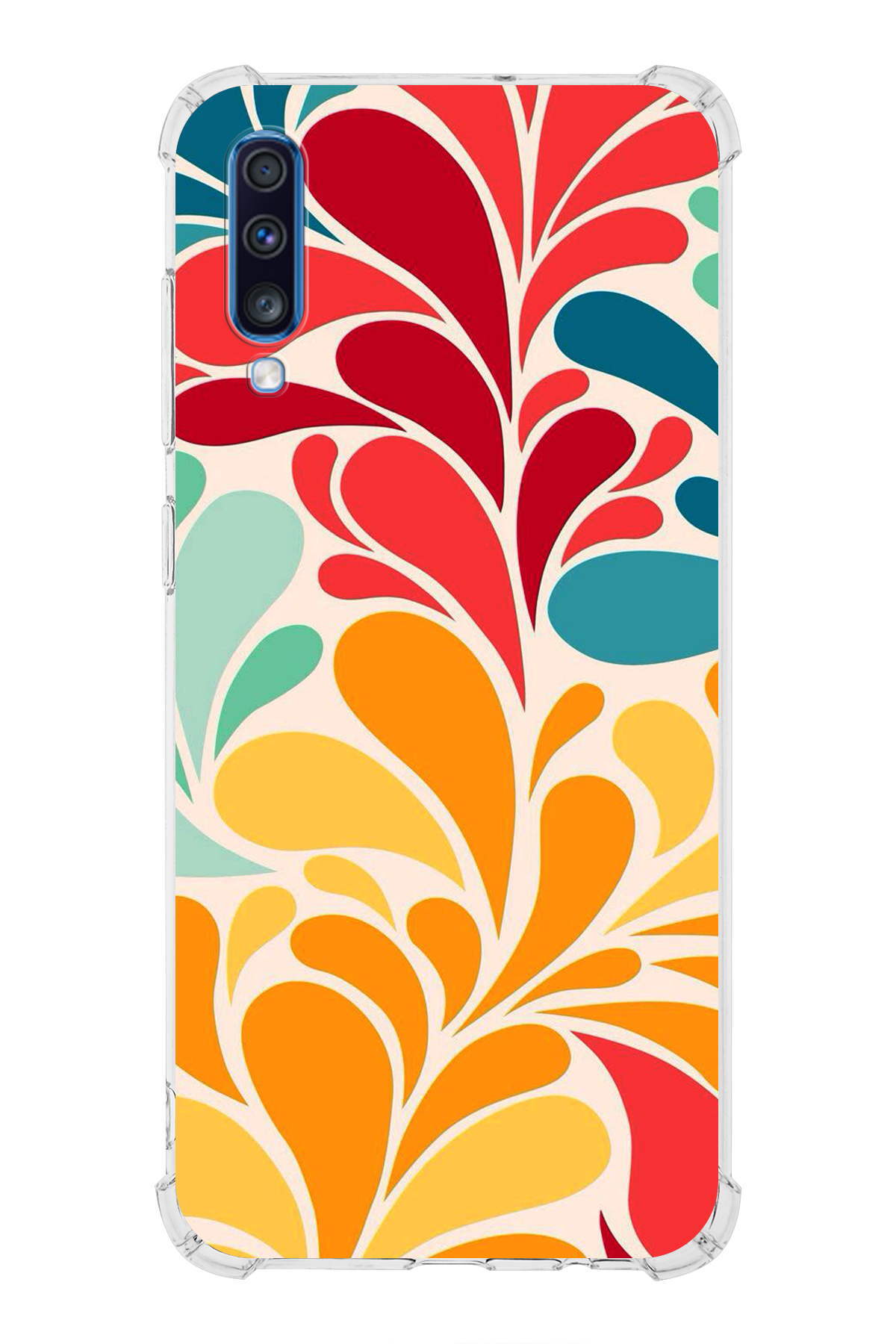 Samsung Galaxy A70S Uyumlu Retro Color 5 Baskılı Şeffaf Köşe Korumalı Antişok Kılıf