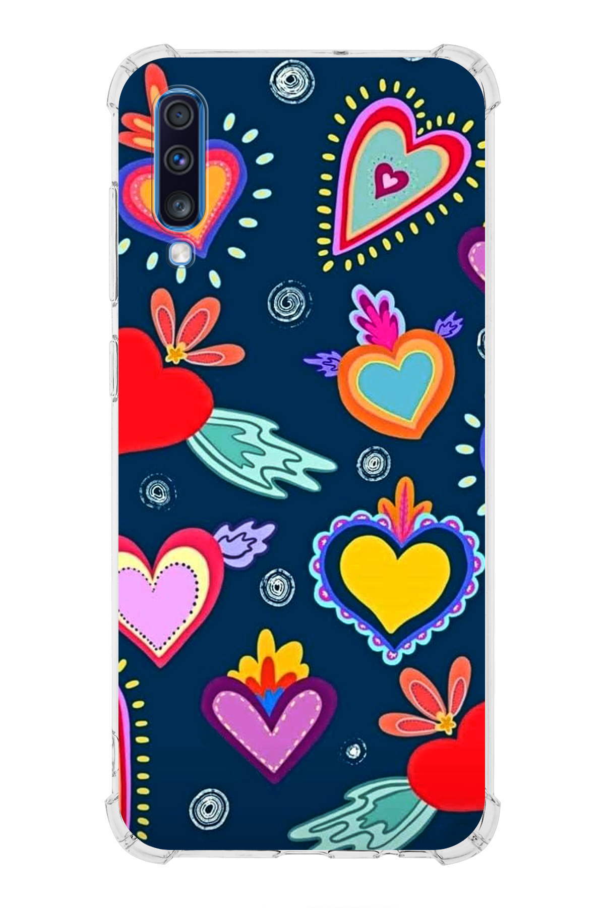 Samsung Galaxy A70S Uyumlu Retro Color 3 Baskılı Şeffaf Köşe Korumalı Antişok Kılıf