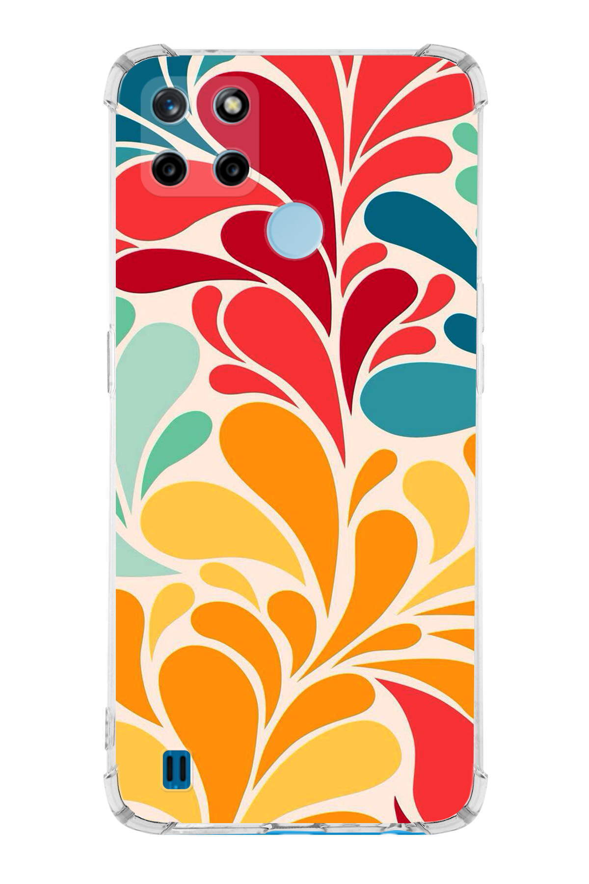 Realme C25 Uyumlu Retro Color 5 Baskılı Şeffaf Köşe Korumalı Antişok Kılıf