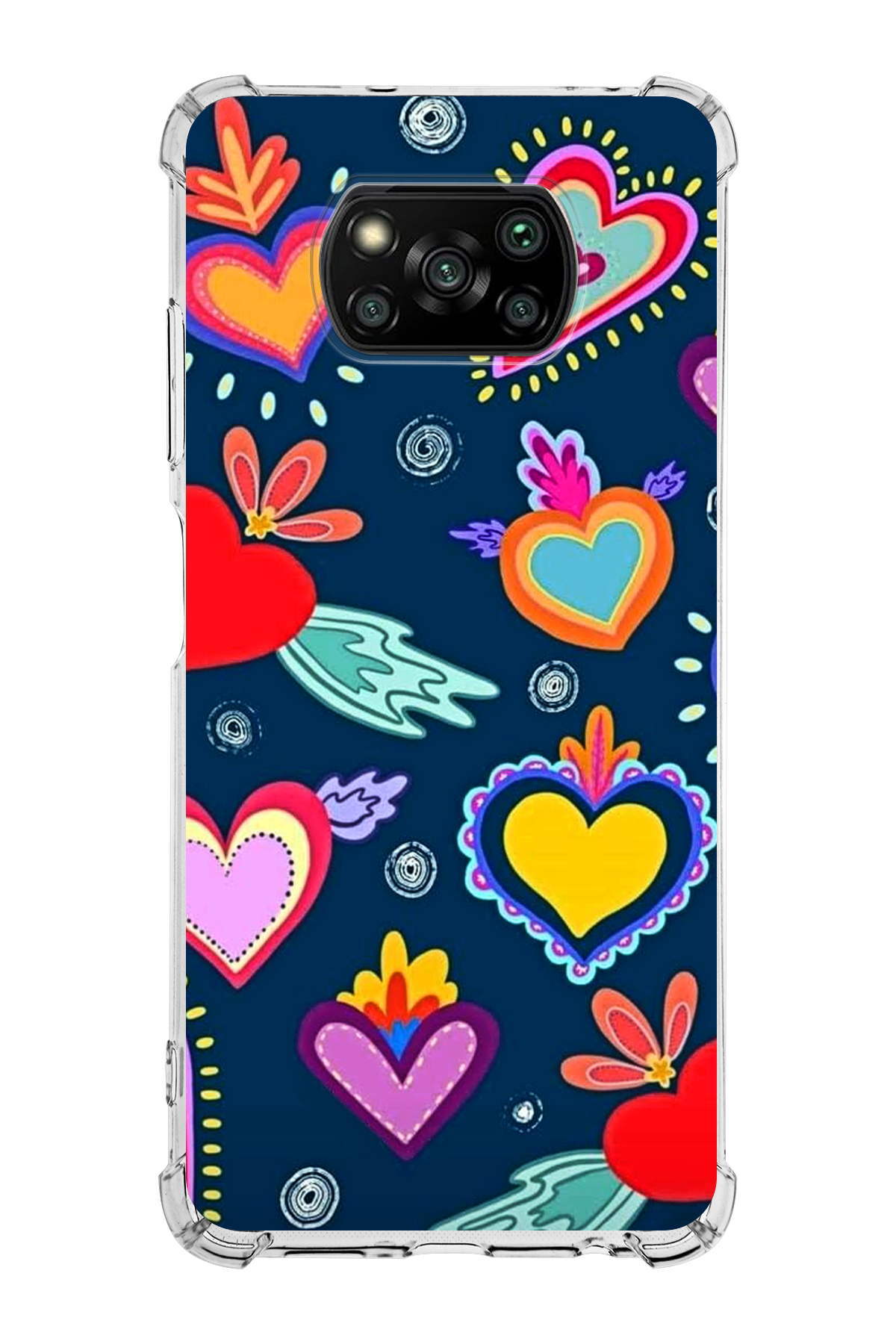 Poco X3 Uyumlu Retro Color 3 Baskılı Şeffaf Köşe Korumalı Antişok Kılıf