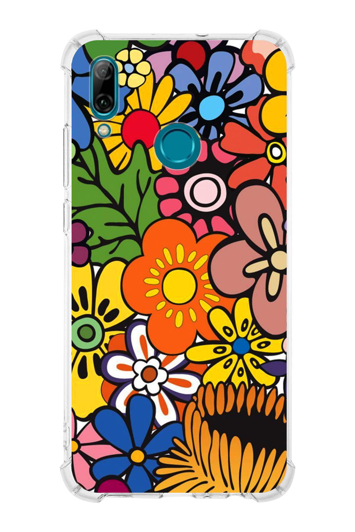 Huawei P Smart 2019 Uyumlu Retro Color 2 Baskılı Şeffaf Köşe Korumalı Antişok Kılıf