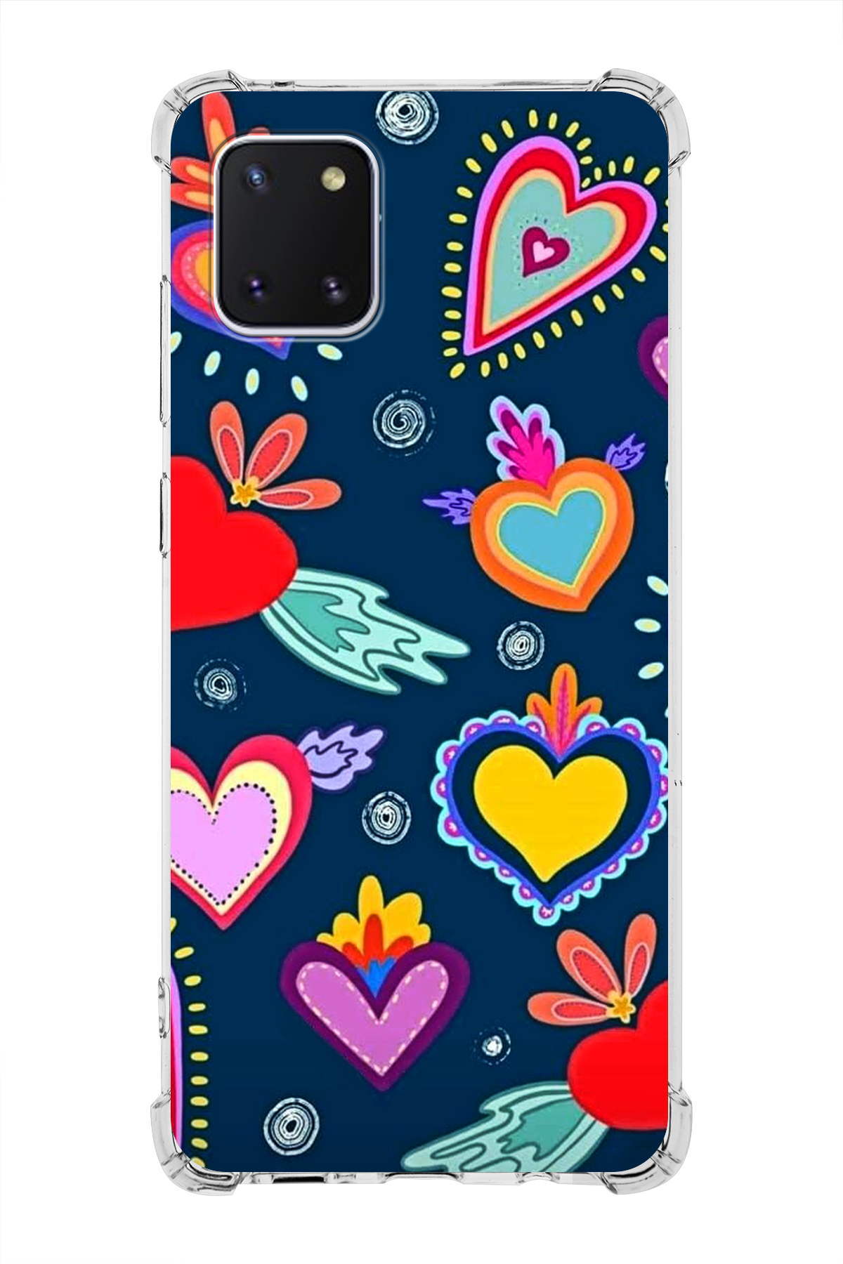 Samsung Galaxy A81 Uyumlu Retro Color 3 Baskılı Şeffaf Köşe Korumalı Antişok Kılıf