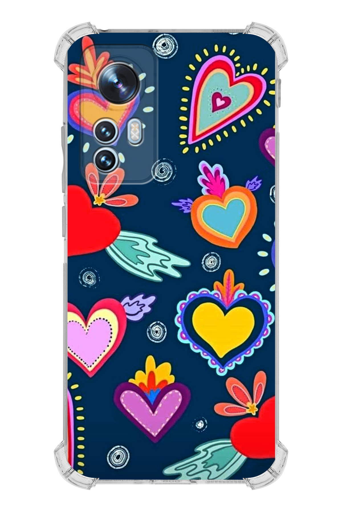 Xiaomi Mi 12 Uyumlu Retro Color 3 Baskılı Şeffaf Köşe Korumalı Antişok Kılıf