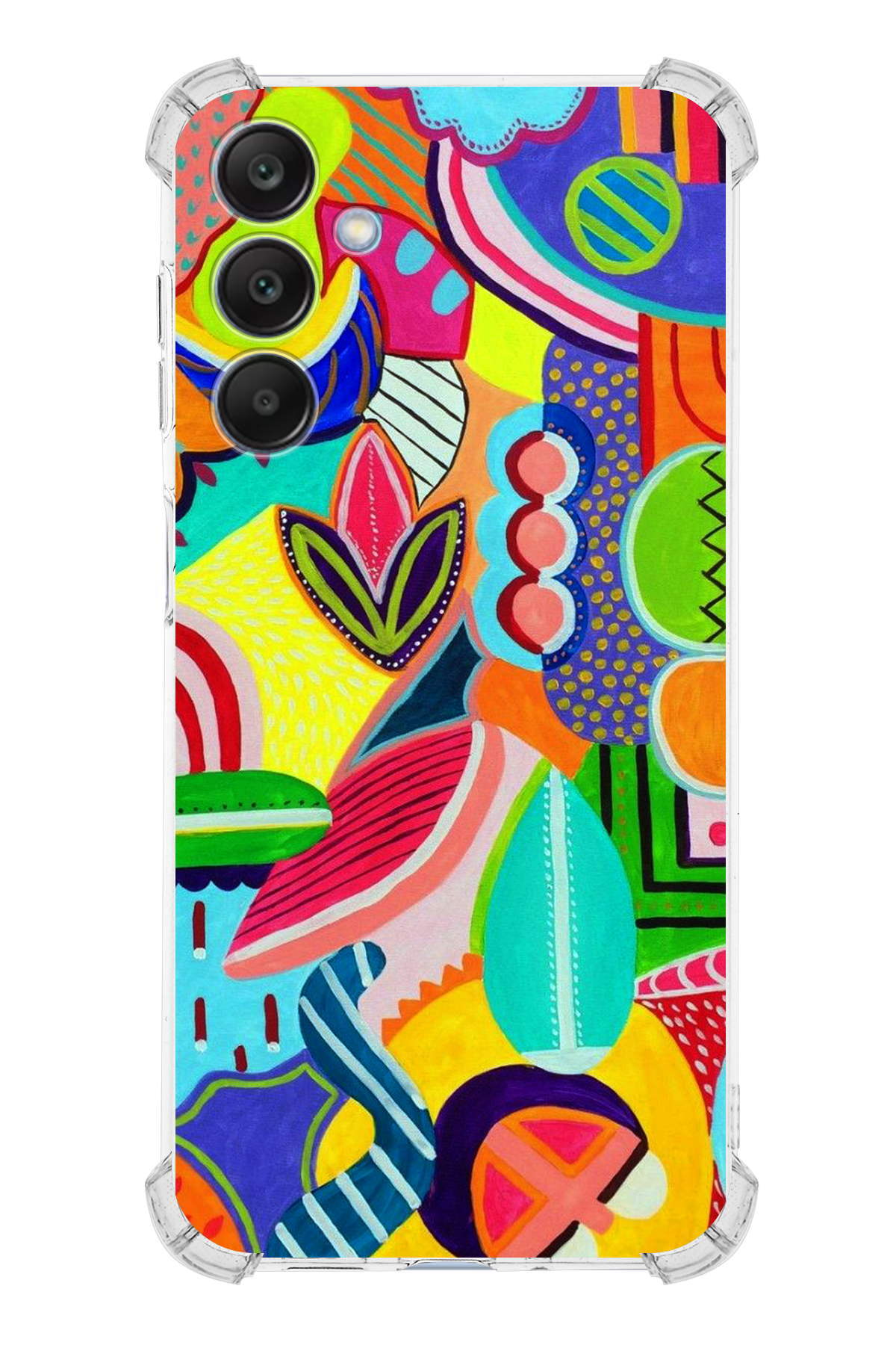 Samsung Galaxy A25 Uyumlu Retro Color 6 Baskılı Şeffaf Köşe Korumalı Antişok Kılıf