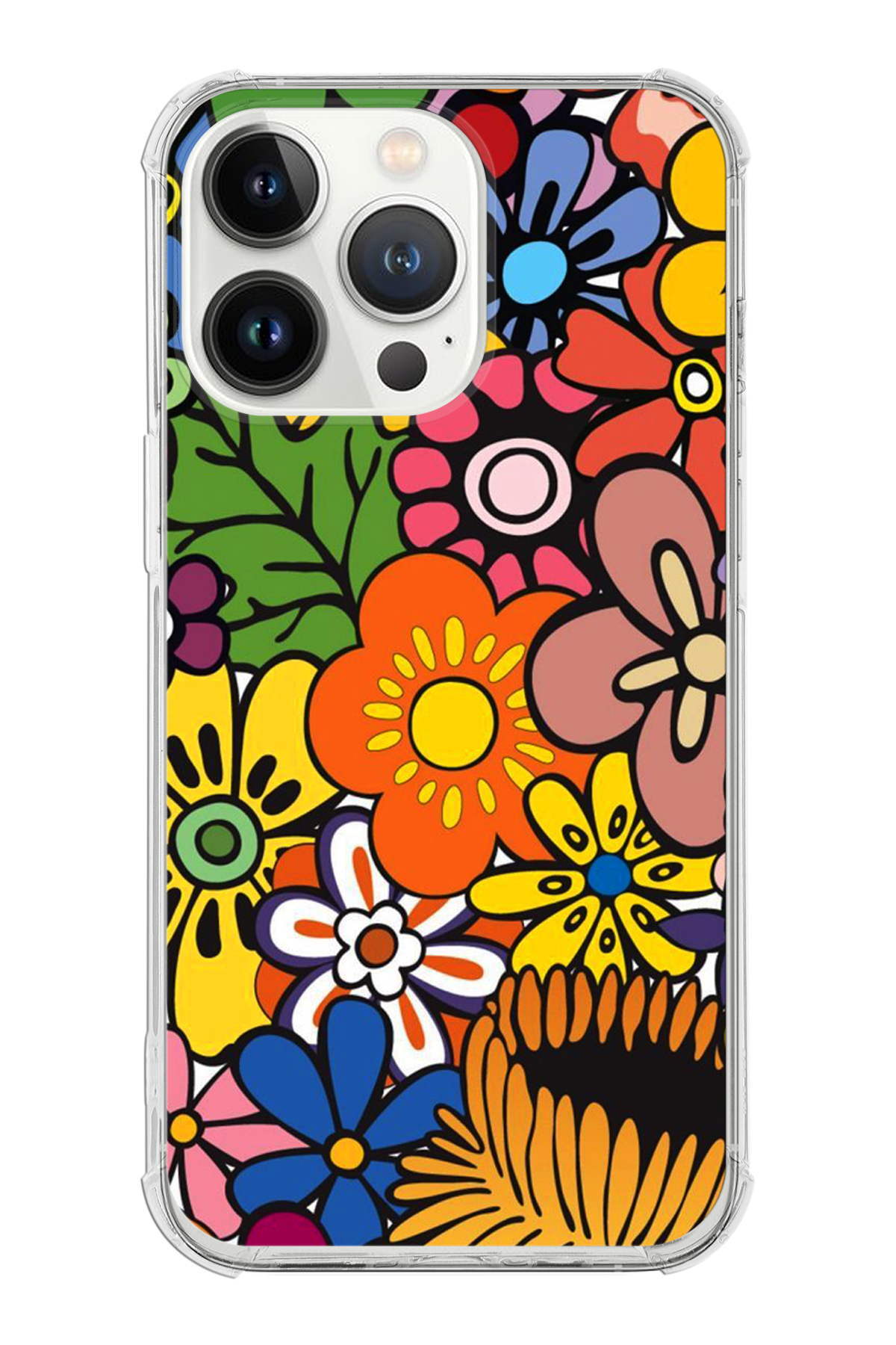 Apple iPhone 13 Pro Max Uyumlu Retro Color 2 Baskılı Şeffaf Köşe Korumalı Antişok Kılıf