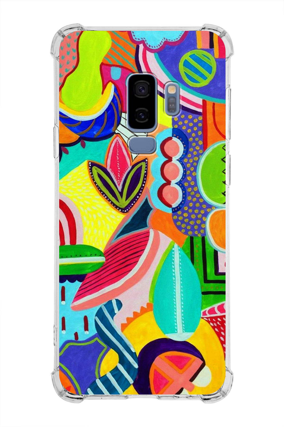 Samsung Galaxy S9 Plus Uyumlu Retro Color 6 Baskılı Şeffaf Köşe Korumalı Antişok Kılıf