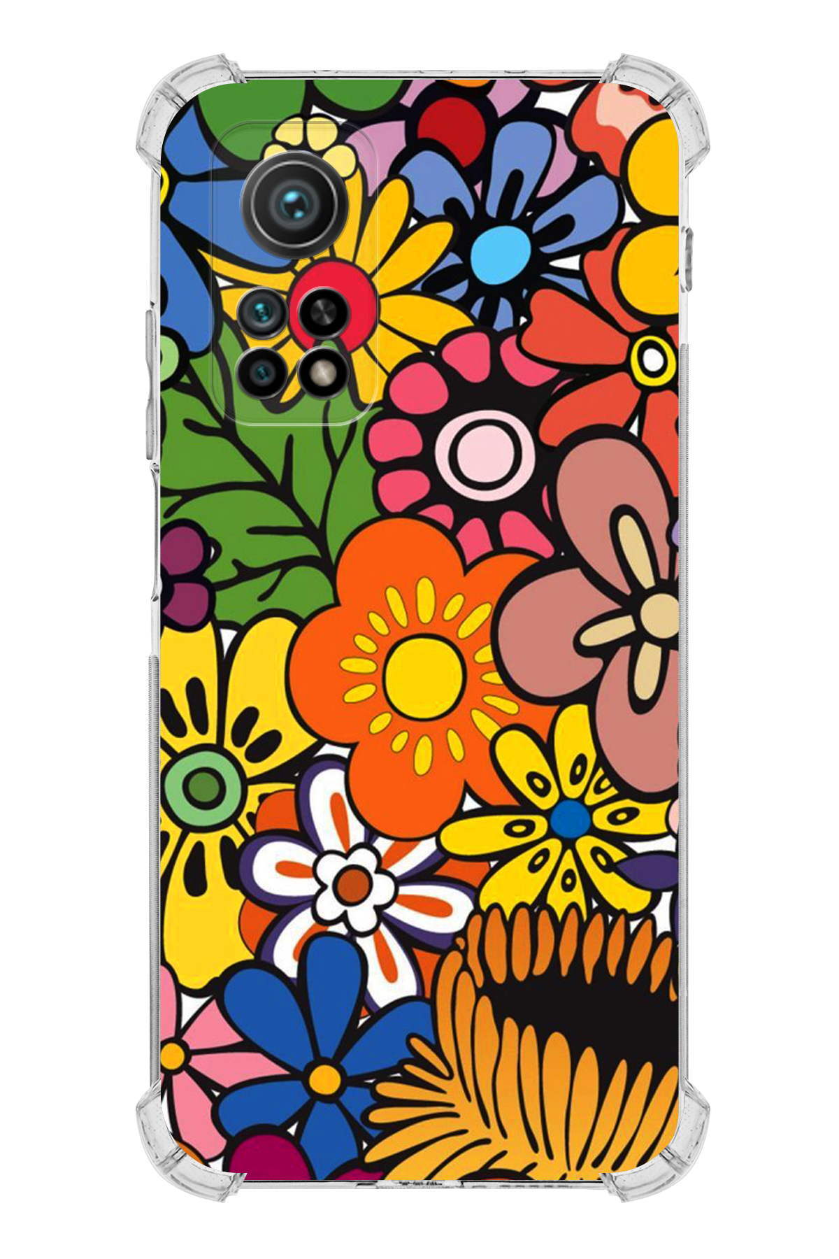 Xiaomi Mi 10 T Pro Uyumlu Retro Color 2 Baskılı Şeffaf Köşe Korumalı Antişok Kılıf