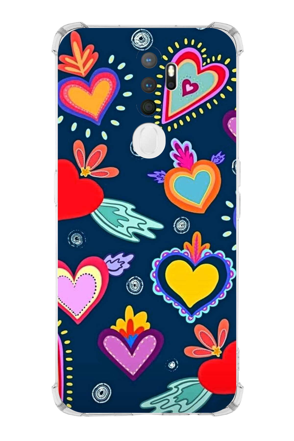 Oppo A5 2020 Uyumlu Retro Color 3 Baskılı Şeffaf Köşe Korumalı Antişok Kılıf