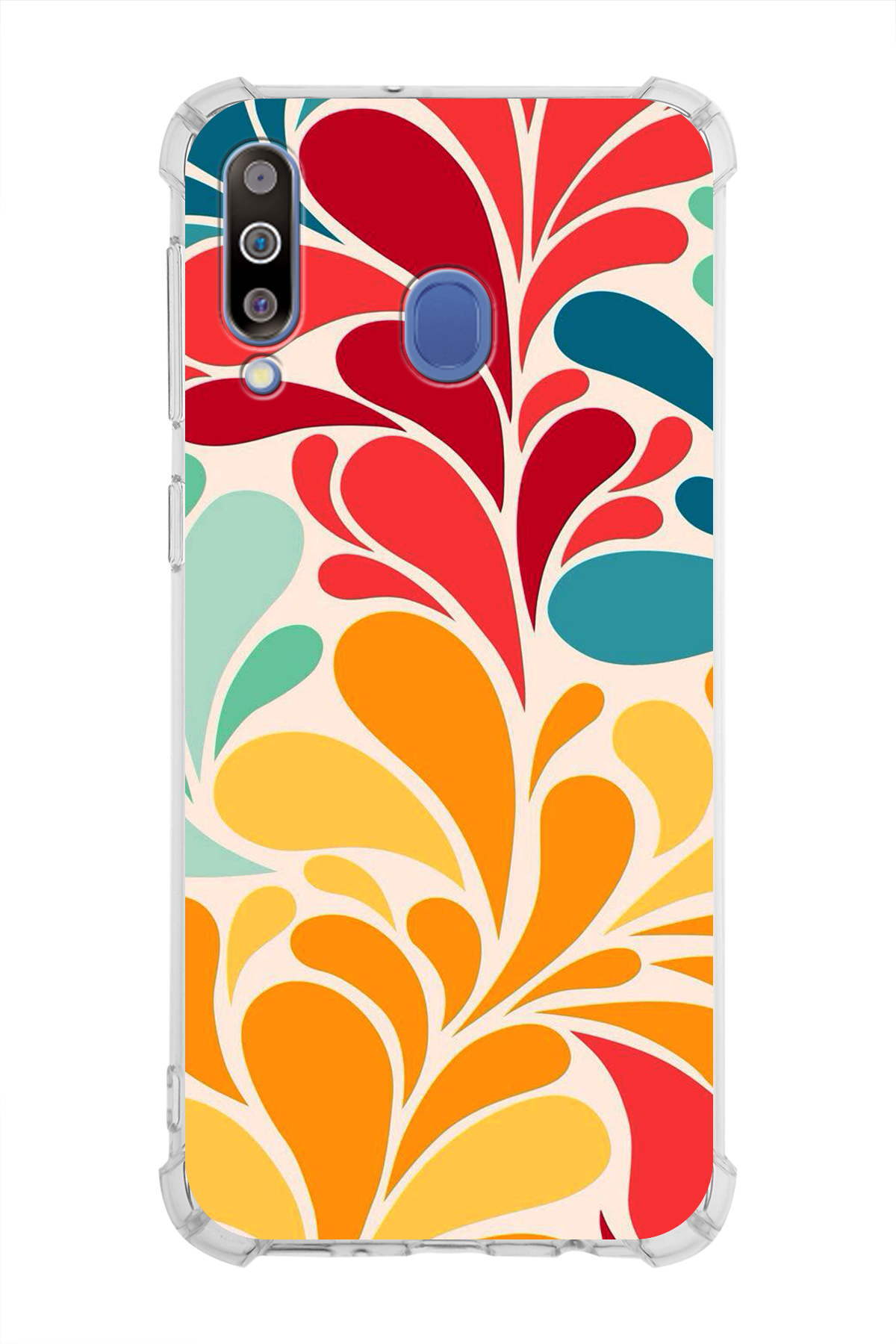 Samsung Galaxy M30 Uyumlu Retro Color 5 Baskılı Şeffaf Köşe Korumalı Antişok Kılıf
