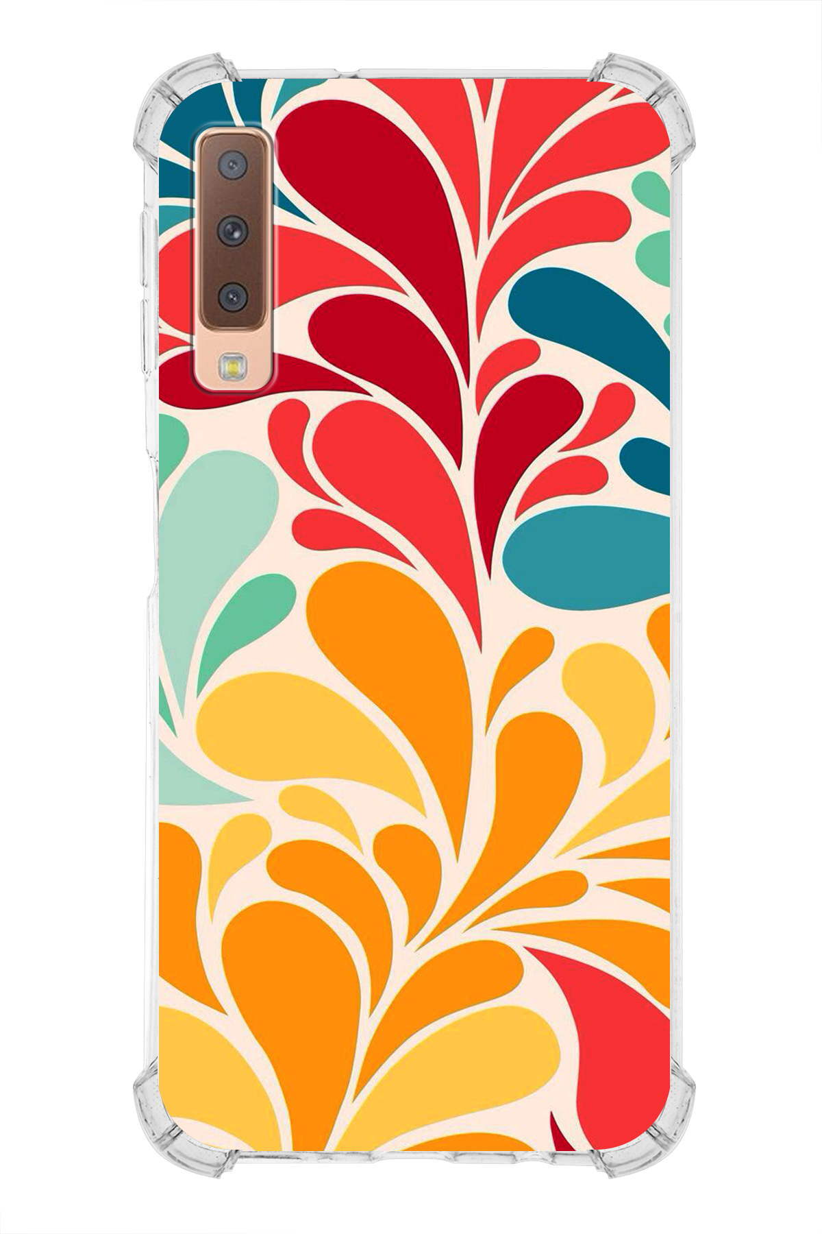 Samsung Galaxy A7 2018 Uyumlu Retro Color 5 Baskılı Şeffaf Köşe Korumalı Antişok Kılıf