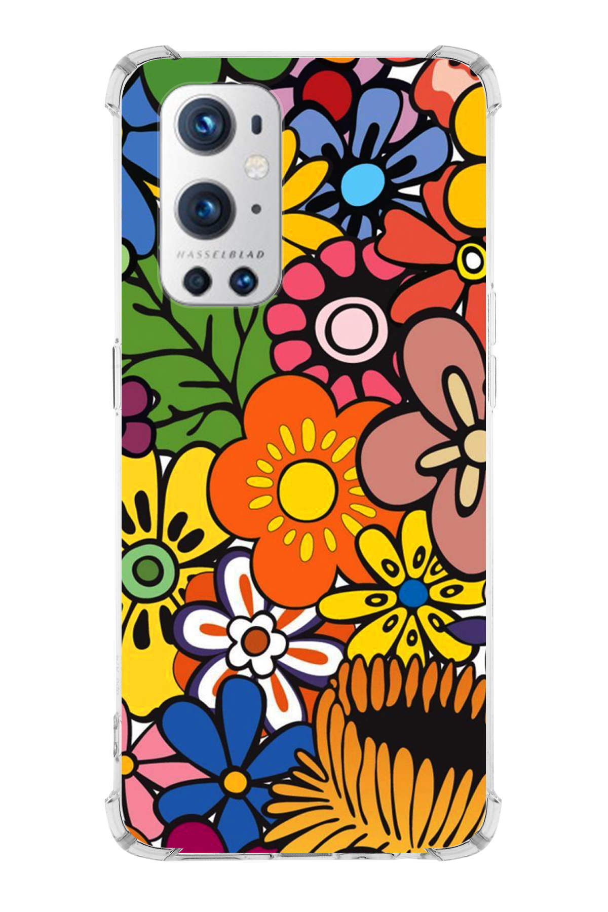 OnePlus 9 Pro Uyumlu Retro Color 2 Baskılı Şeffaf Köşe Korumalı Antişok Kılıf