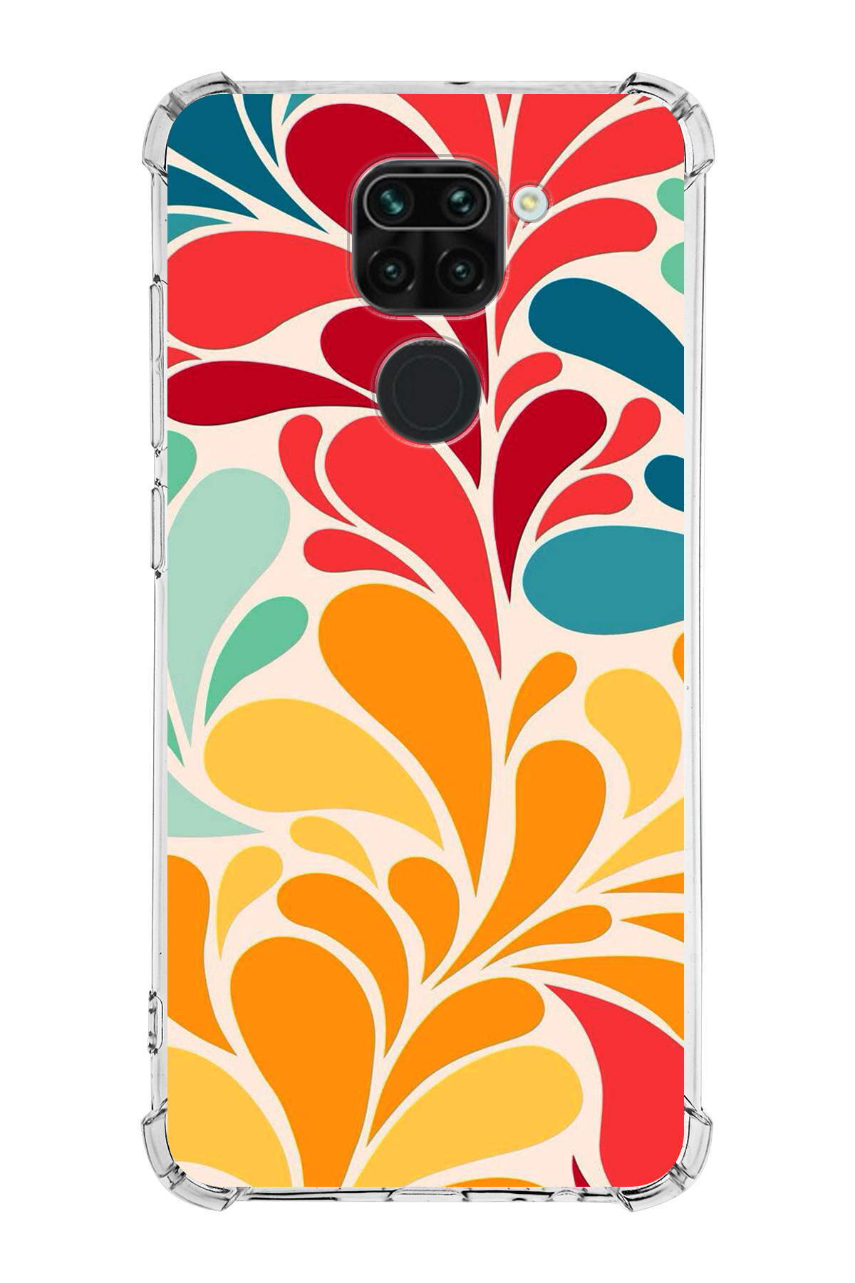 Xiaomi Redmi Note 9 Uyumlu Retro Color 5 Baskılı Şeffaf Köşe Korumalı Antişok Kılıf