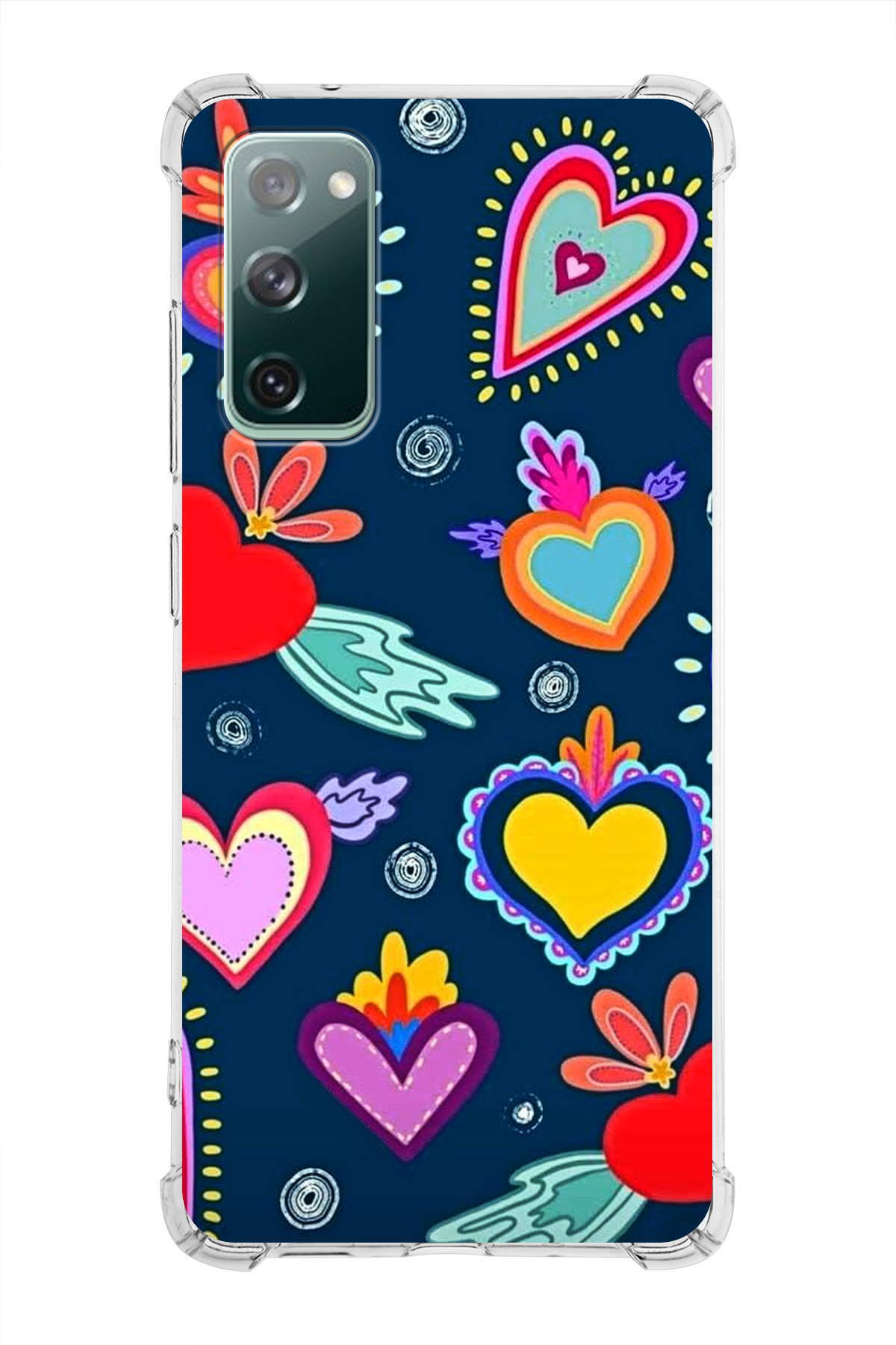 Samsung Galaxy S20 FE Uyumlu Retro Color 3 Baskılı Şeffaf Köşe Korumalı Antişok Kılıf