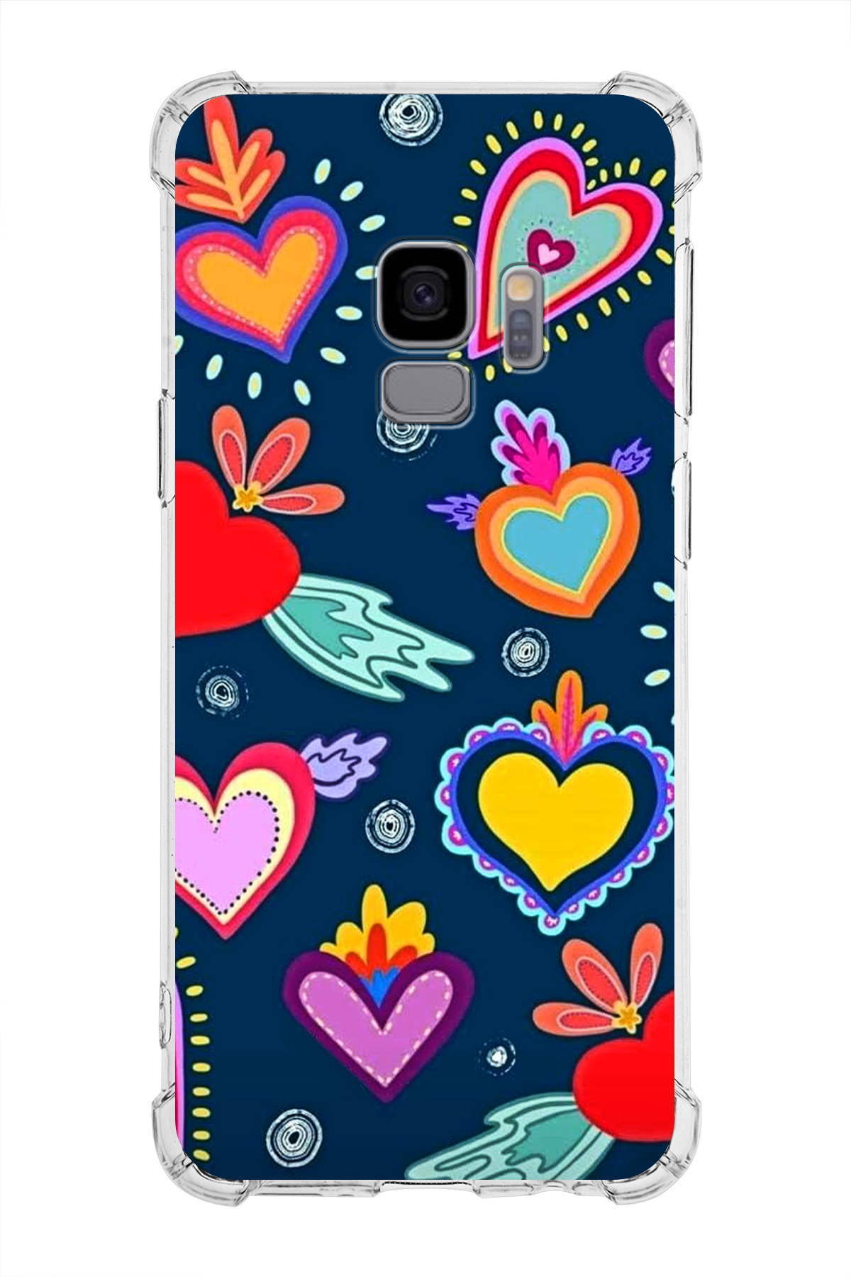 Samsung Galaxy S9 Uyumlu Retro Color 3 Baskılı Şeffaf Köşe Korumalı Antişok Kılıf