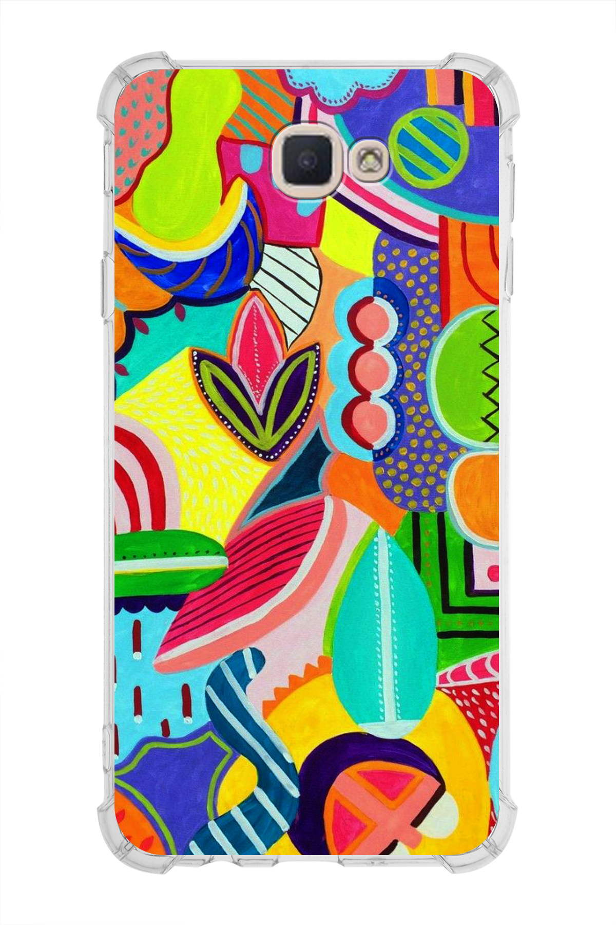 Samsung Galaxy J7 Prime 2 Uyumlu Retro Color 6 Baskılı Şeffaf Köşe Korumalı Antişok Kılıf