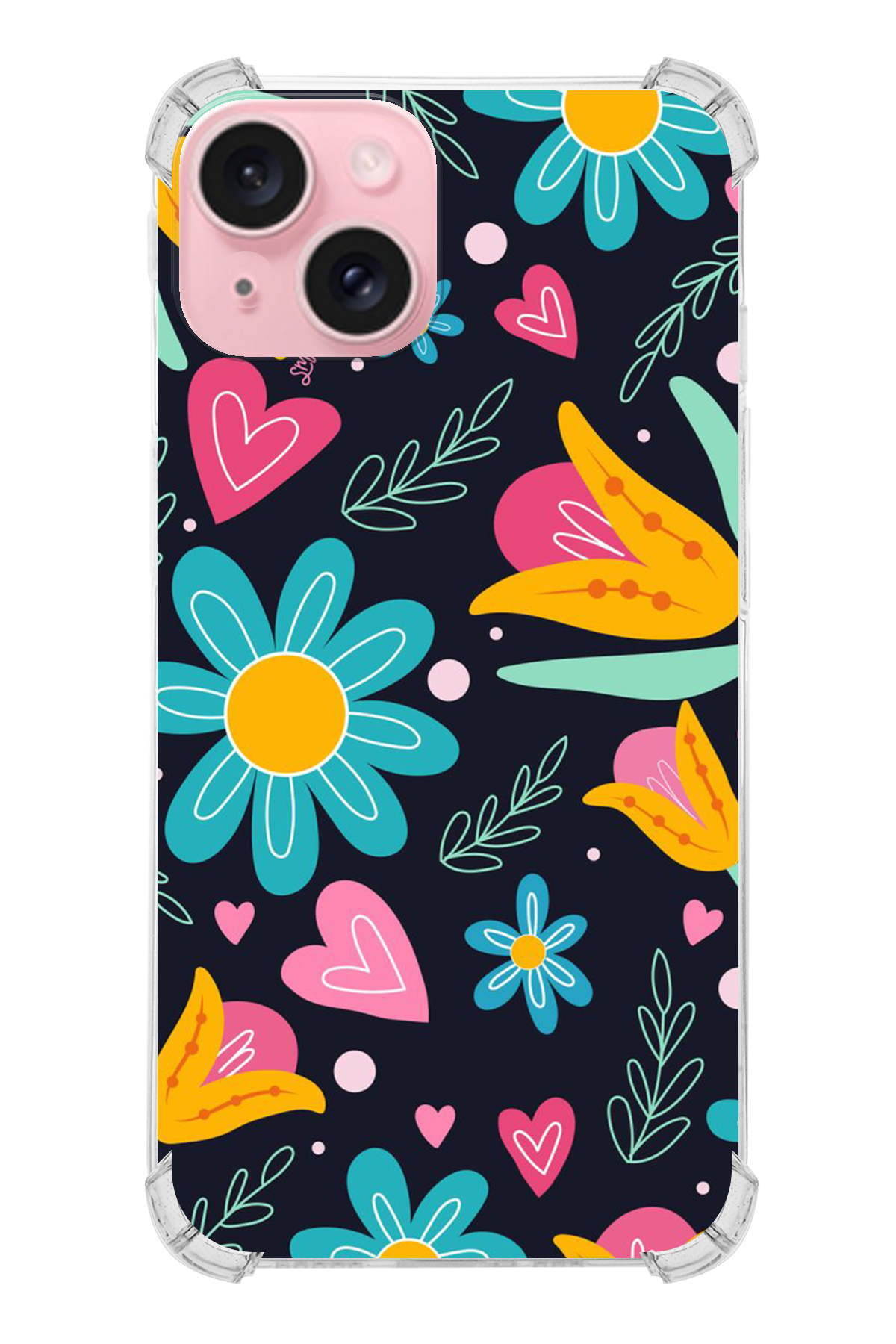 Apple iPhone 15 Uyumlu Retro Color 1 Baskılı Şeffaf Köşe Korumalı Antişok Kılıf