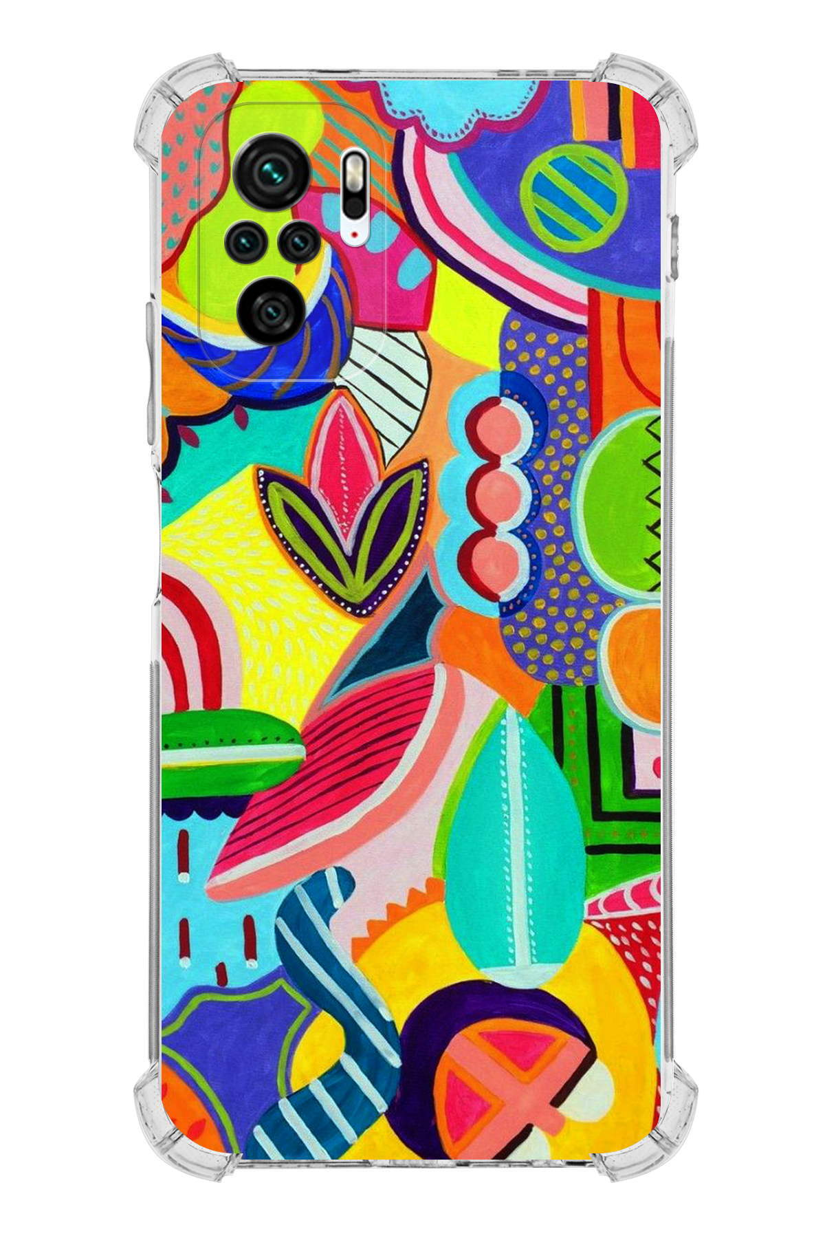 Xiaomi Redmi Note 10 Uyumlu Retro Color 6 Baskılı Şeffaf Köşe Korumalı Antişok Kılıf