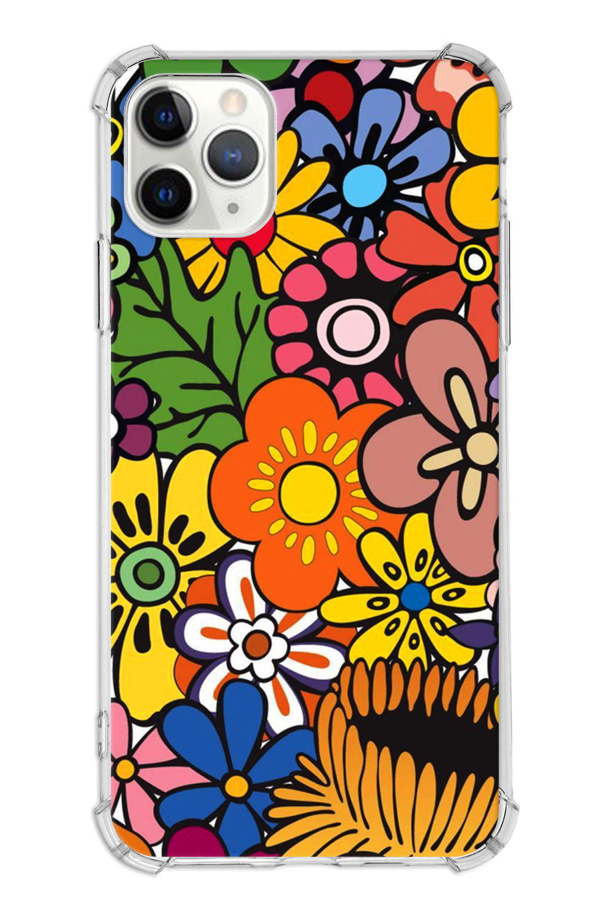 Apple iPhone 11 Pro Uyumlu Retro Color 2 Baskılı Şeffaf Köşe Korumalı Antişok Kılıf