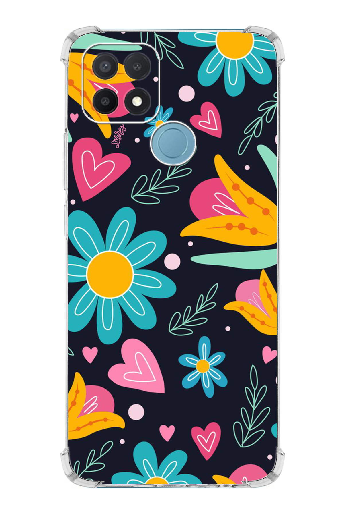 Oppo A15S Uyumlu Retro Color 1 Baskılı Şeffaf Köşe Korumalı Antişok Kılıf