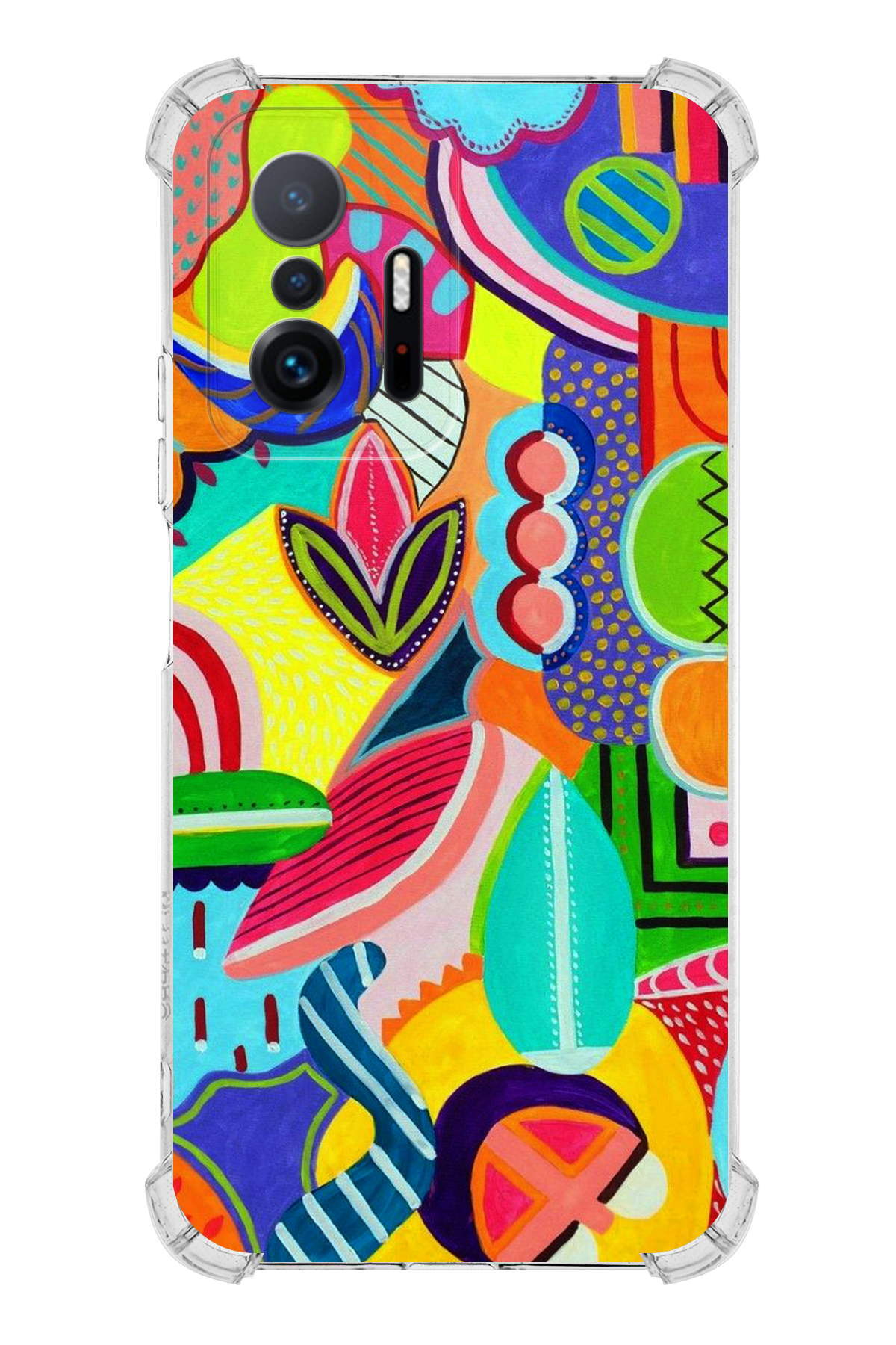 Xiaomi Mi 11T Uyumlu Retro Color 6 Baskılı Şeffaf Köşe Korumalı Antişok Kılıf