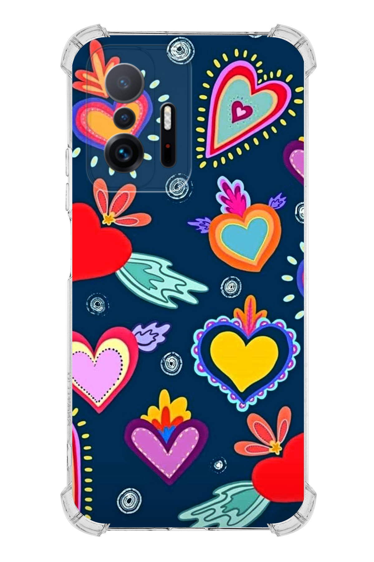 Xiaomi Mi 11T Uyumlu Retro Color 3 Baskılı Şeffaf Köşe Korumalı Antişok Kılıf