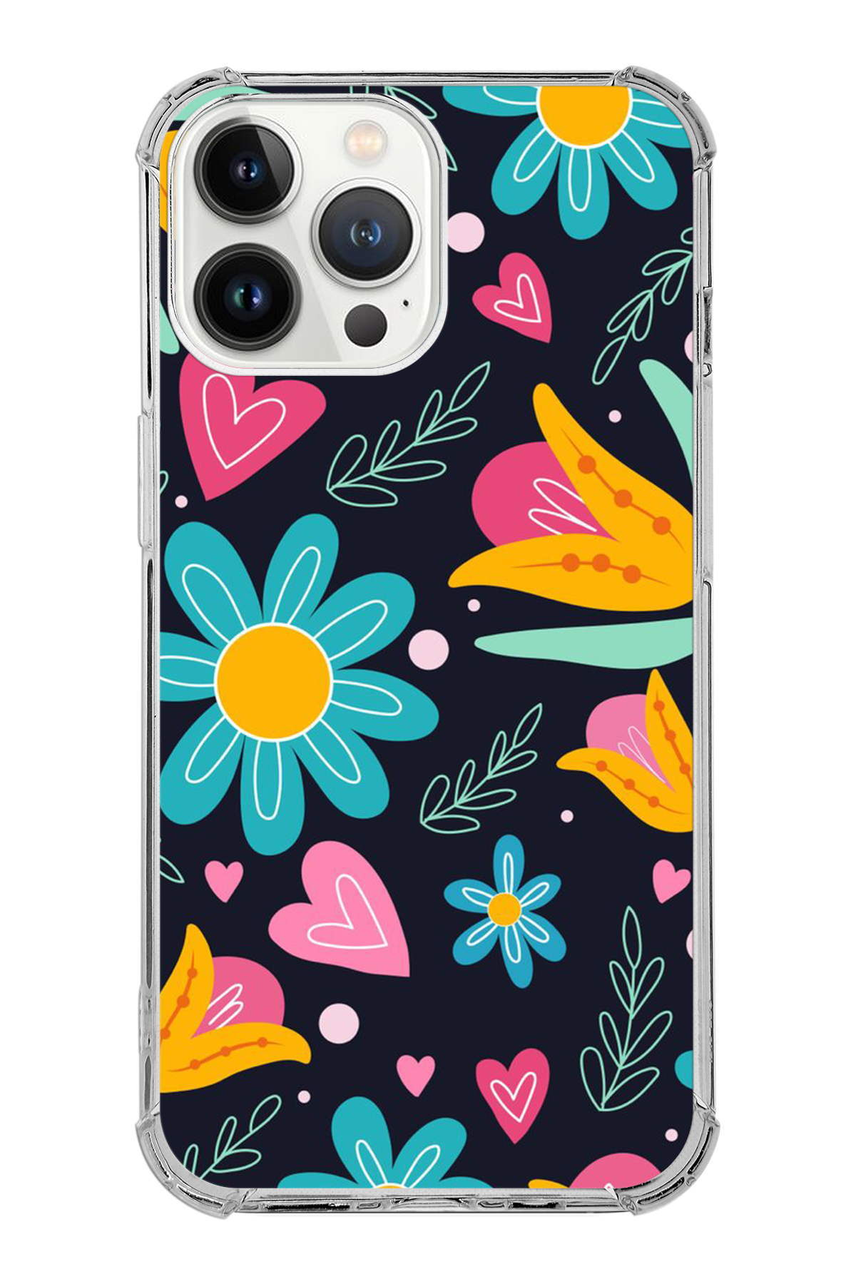 Apple iPhone 13 Pro Uyumlu Retro Color 1 Baskılı Şeffaf Köşe Korumalı Antişok Kılıf