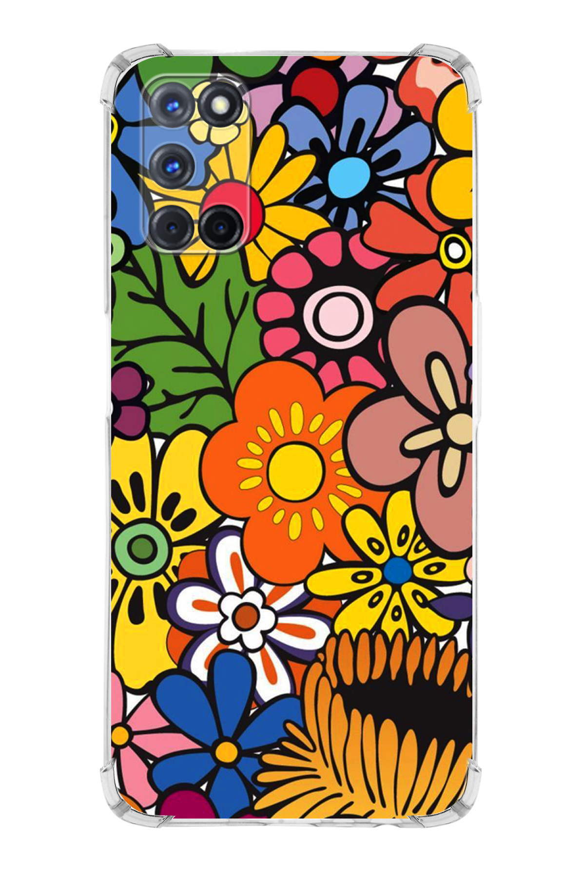 Oppo A72 Uyumlu Retro Color 2 Baskılı Şeffaf Köşe Korumalı Antişok Kılıf