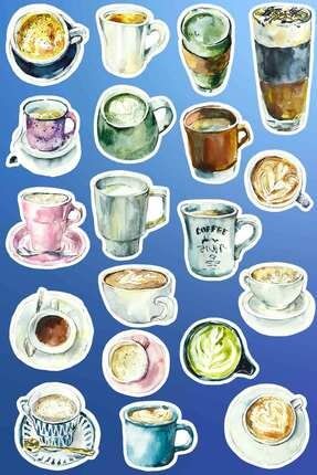 Çay Ve Kahve Sticker Seti, Laptop, Planlayıcı Sticker cayvekahve