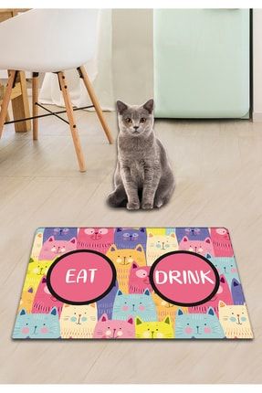 Cats Renkli Kedi Köpek Mama Eğitim Paspası Ve Beslenme Altlığı 8683264100680