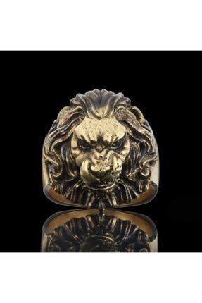 Kızgın Aslan Özel Tasarım 925 Ayar Gümüş Üzeri Altın Kaplama Koleksiyon Yüzük 3286