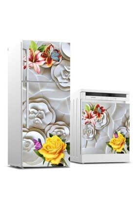 Buzdolabı ve Bulaşık Makinası Beyaz Eşya Sticker Kaplama Kabartma Gül BB-TK-42