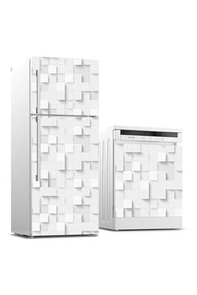 Buzdolabı Bulaşık Makinası Beyaz Eşya Sticker Kaplama 3d Küpler BB-TK-137