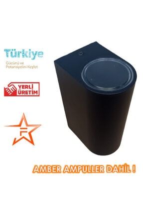 Siyah Kasa Amber Rengi Çift Yönlü Dekoratif Duvar Aplik FDD6390SA
