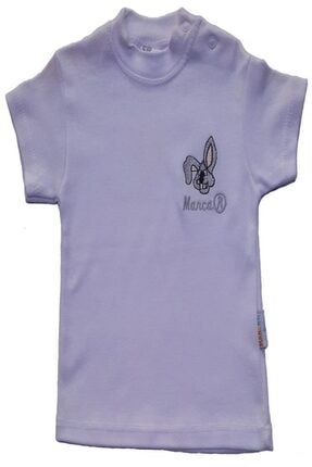Unisex Bebek Beyaz Yenidoğan Düz Beyaz Omuzu Patlı Kısa Kol T-Shirt 1182