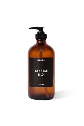 Amber Kahverengi Cam Şişe Şampuan 500 Ml Siyah Etiketli BlackTR