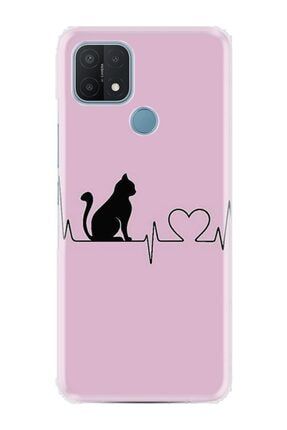 A15s Kılıf Desenli Silikon Resimli Pink Cat Heart St-1303 Oppo Süperx 2728