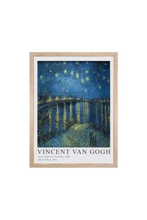 Van Gogh Starry Night Over The Rhône Çerçeveli Poster Tablo 30x40cm Doğal Ahşap Çerçeveli ARTSH050
