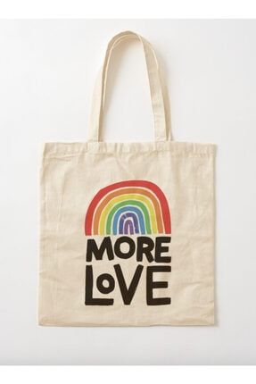 More Love - Rainbow Tasarımlı Ham Bez Omuz Çantası PeraHam10