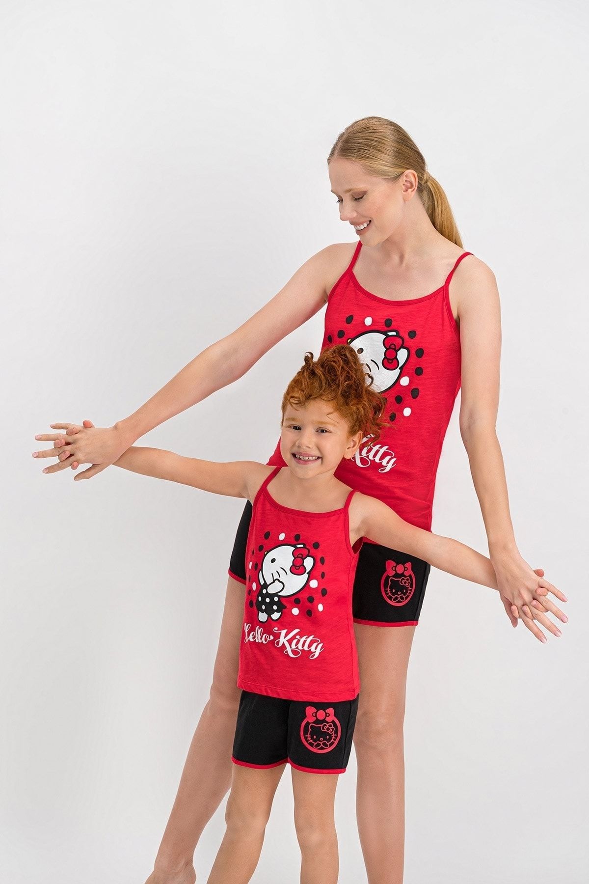 Hello Kitty-Red Licensed Thin Strap Girls' Shorts Set 2