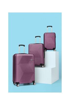 G&d Gedox Polo Suitcase Abs 3'lü Lüx Valiz Seyahat Seti Mürdüm Mor G3