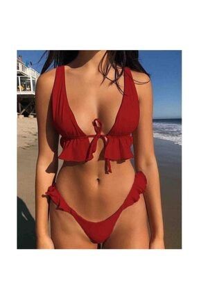 Gioia Fırfırlı Bikini Takımı Kırmızı BT1001