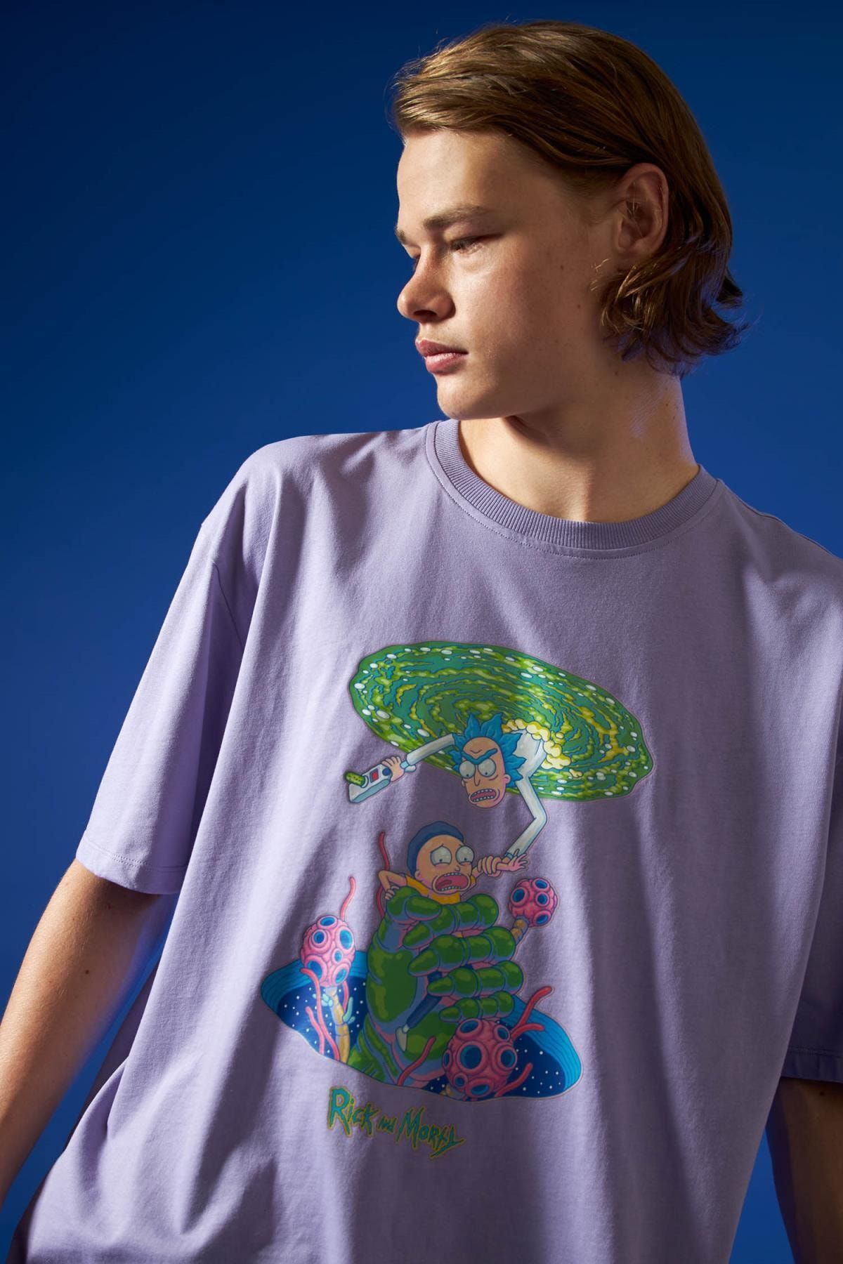 تیشرت اور سایز مردانه بنفش یاسی دفکتو ریک و مورتی Rick and Morty Defactol