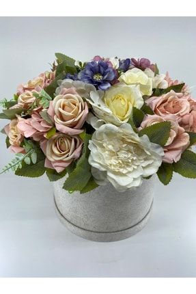Kadife Silindir Kutuda Yapay Çiçek Kız Isteme Aranjmanı TBKB-002