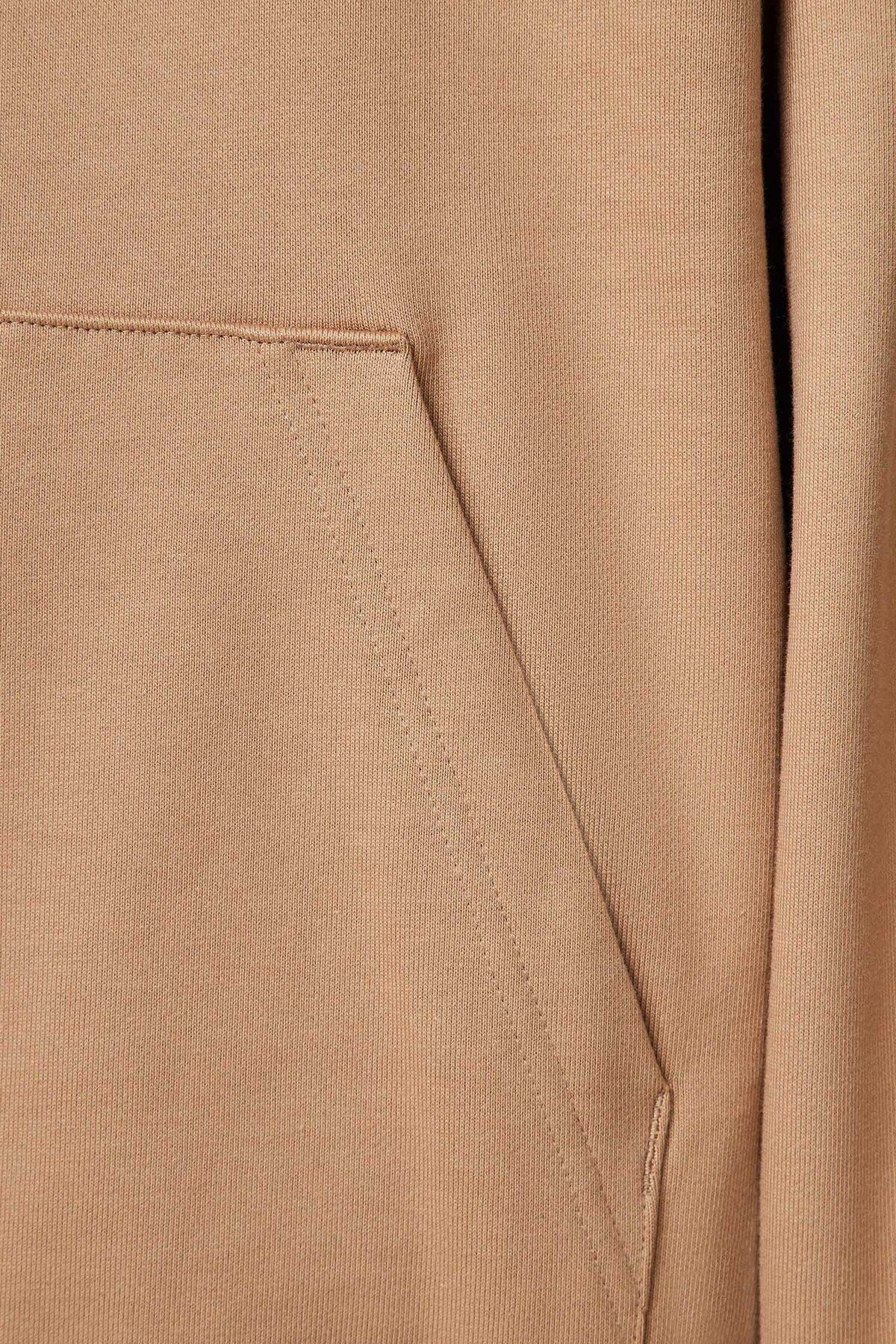 سویشرت نود مردانه آرم برند با جزئیات طناب دار بژ Beige Shirt 260 BOSS