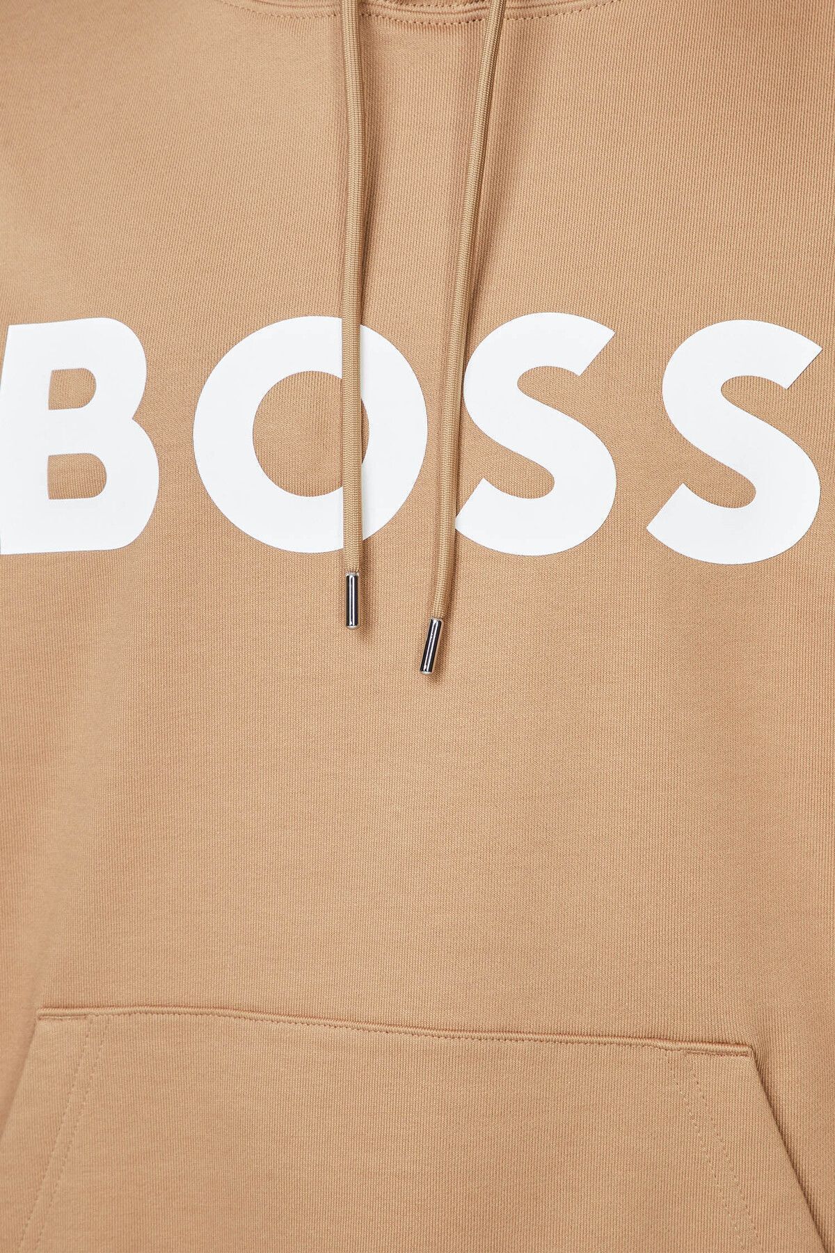 سویشرت نود مردانه آرم برند با جزئیات طناب دار بژ Beige Shirt 260 BOSS